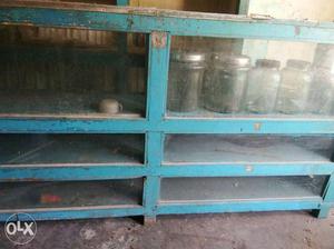 Wooden show case and rack for sale. Good