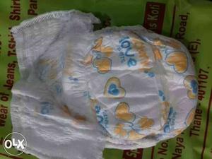 Baby's White And Yellow Love Disposable Diaper