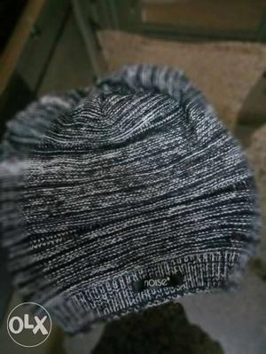 Black And Grey Knitted Noise Beanie