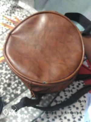 Brown Round Leather Bag
