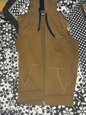 Brown Zip-up Hooded Vest