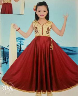Girl's Yellow And Red Sari