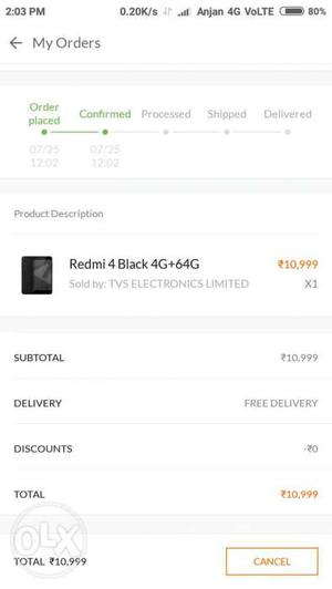 Just ordered Redmi 4 black version 4gb Ram and