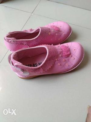 Pink embroidered party shoes for 4-7 year old