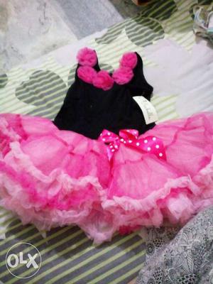 Pink party wear dress for 1.5 to 2 year old baby