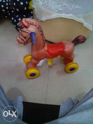 Toddler's Brown And Yellow Ride-on Horse