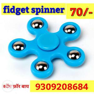 Blue And Stainless Steel 5-bladed Fidget Spinner