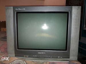 Gray Crown Widescreen Cathode Ray Tube Television