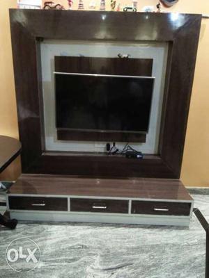 Wood TV stand.