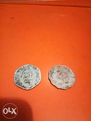 10 and 20 Paise coins of year 