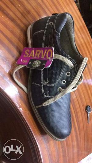 Black Sarvo Leather Boat Shoe
