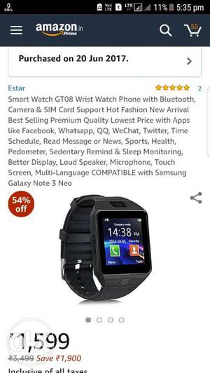Black Smart Watch Gt08 Wrist Watch