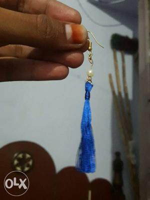 Blue And Gold Dangling Earring
