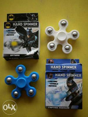 Blue And White 5-bladed Hand Spinners With Box