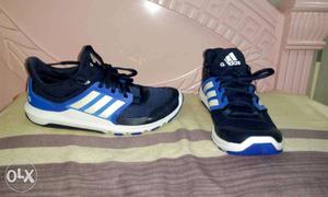 Blue-and-white Adidas Running Shoes