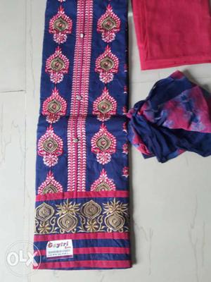 Blue,pink And Gold Traditional Dress