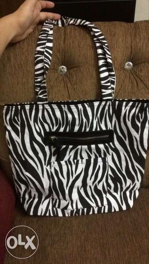 Brand New Zebra Printed Canvas Bag just for Rs