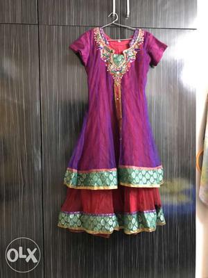 Double layer dress with salwar and dupatta