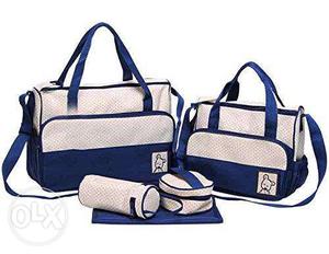 Four Piece Brown-and-blue Leather Handbag Set