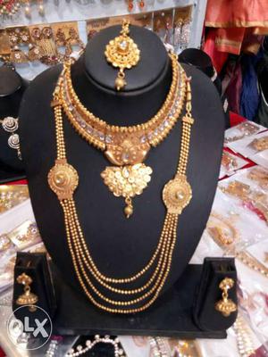 Gold Necklaces, Pair Of Earrings And Pendant