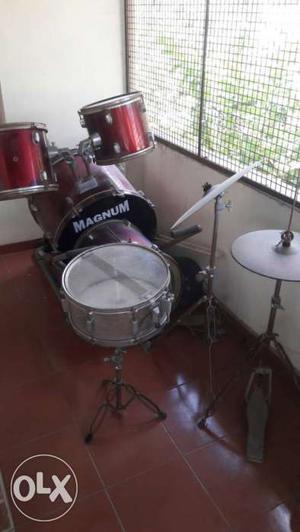 Gray And Red Drum Set