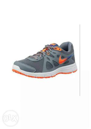 Gray, White, Orange Nike Mesh Running Shoe