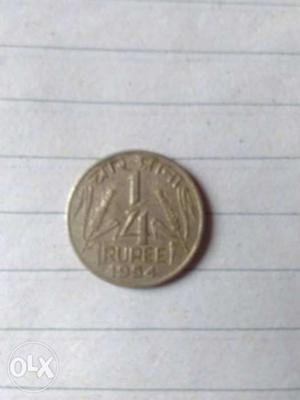 Indian old coin Government of India one hap rupee