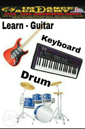 Learn guitar,drum and keyboard in easy