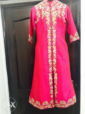Majenta hot pink suit, pure Silk shervani with