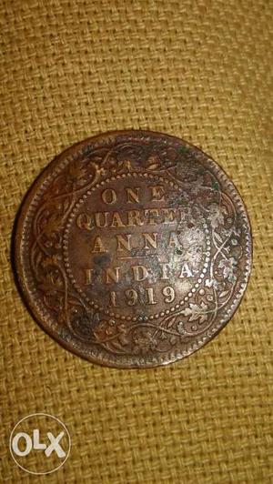 One quater aana. INDIA  coin of george v king