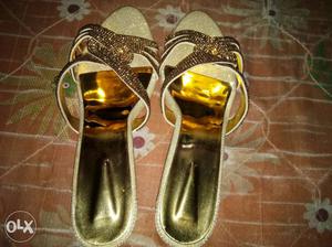 Party Wear Golden Chappal With High Heels 8 number size
