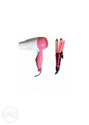 Pink And White Hair Blower And Red And Pink Hair Curling