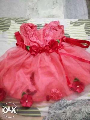 Pink party wear dress for 1.5 to 2.5 years old