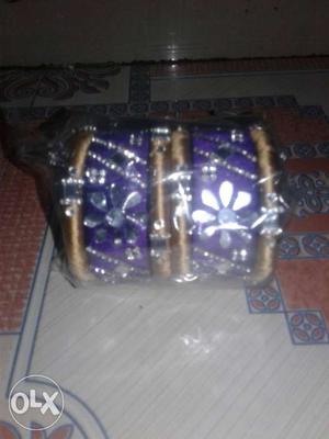 Purple And Brown Silk-thread Floral Bangles