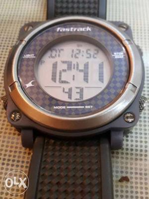 Round Black Fastrack Digital Watch With Black Strap