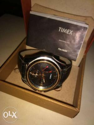 Round Silver Timex Chronograph Watch In Box With Manual