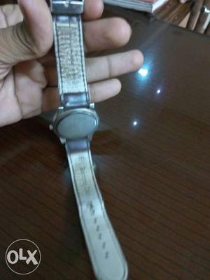 Round Silver Watch With Silver Strap