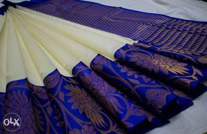 Silk cotton korvai with pure silk border