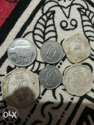 Six Silver Collectible Coins