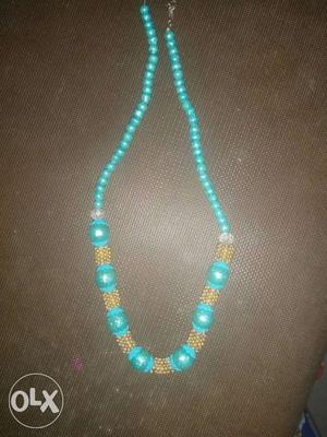 Teal And Brown Beaded Necklace