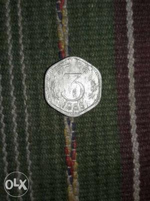This is a old 3 paise coin  s in only 