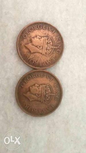 Two George VI King Emperor Coins