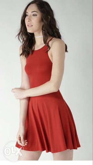Women's Red Sleeveless Mini Dress