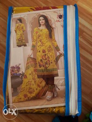 Women's Yellow And Red Floral Salwar kameez.. nafisa pure