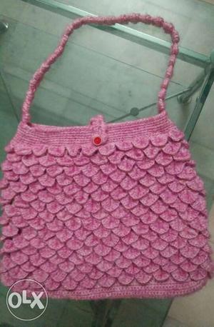 Woollen Crochet Handbag(Handmade)