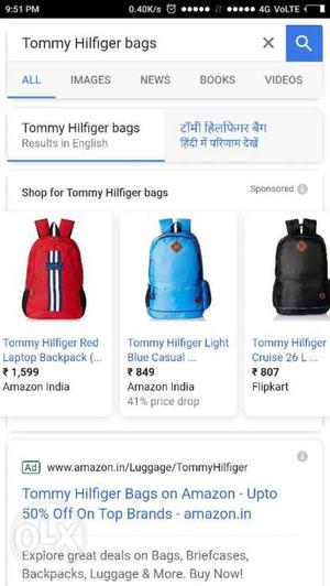 3 tommy hilfiger waterproof bags in  very low