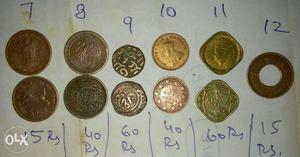 6 coin sat 250 Rs British and mugal