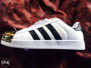 Adidas superstar white&black gold no use size 6