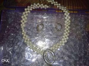 American diamond and real pearl necklace only one