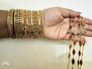 Antique bangles and gold plated chain